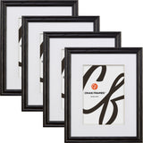 Wiltshire 200 .75", Matted Ebony Picture Frame - 4 Piece Set