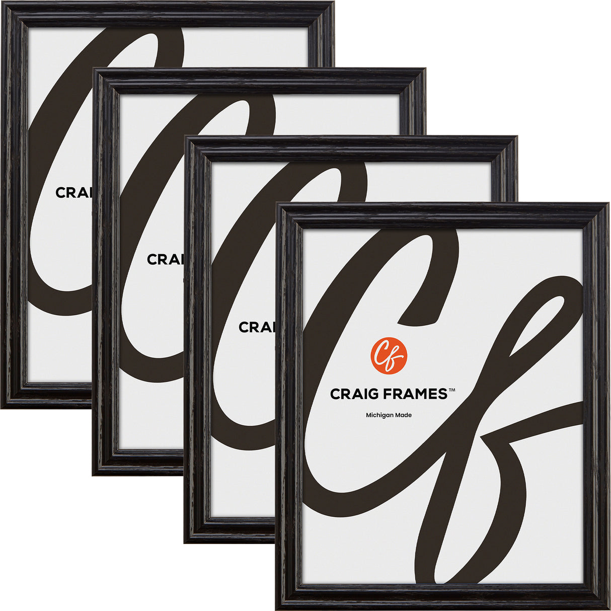 Wiltshire 200 .75", Ebony Picture Frames - 4 Piece Set