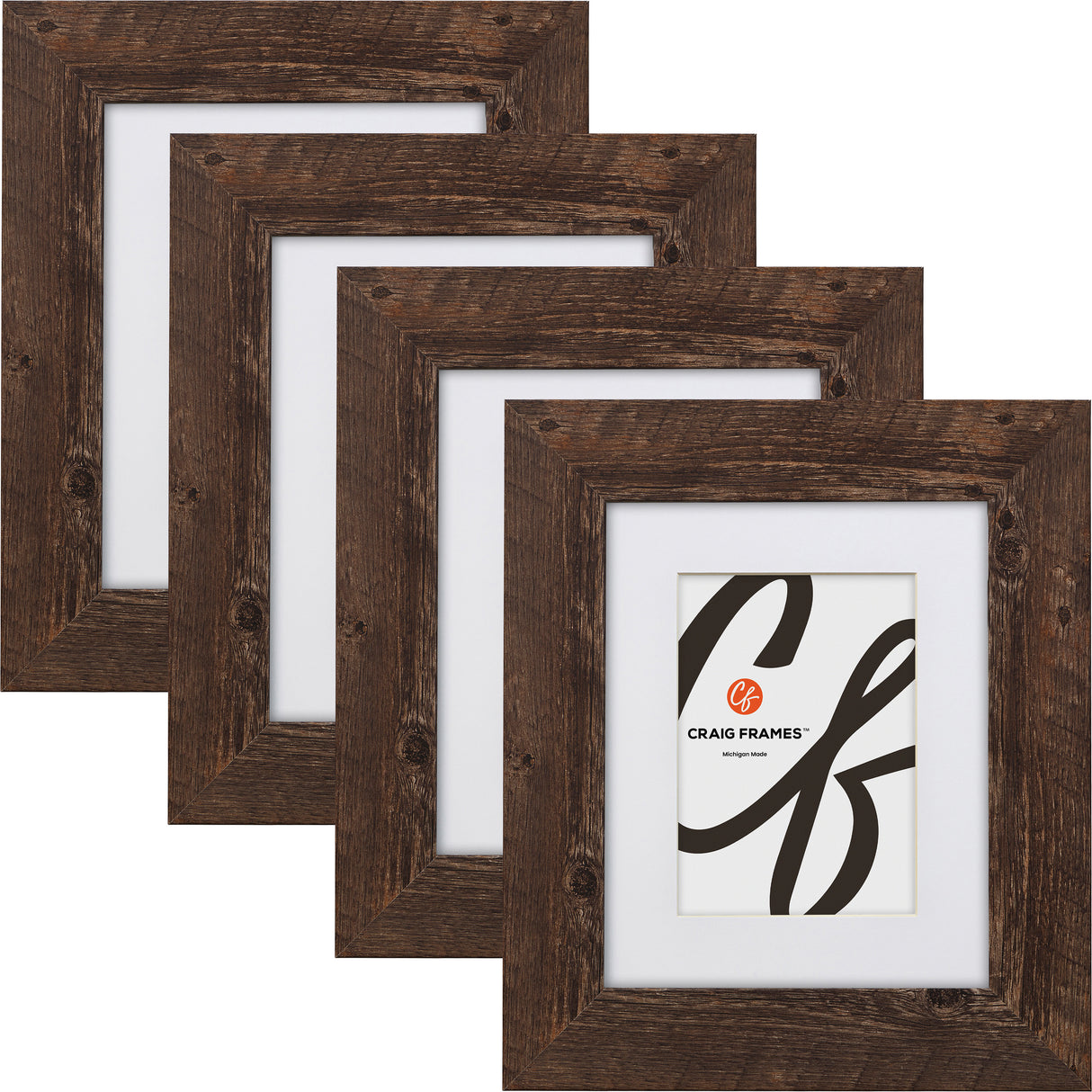 American Barn 2", Matted Brown Oak Picture Frame - 4 Piece Set