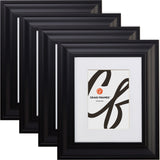 Upscale 2", Matted Satin Black Picture Frame - 4 Piece Set