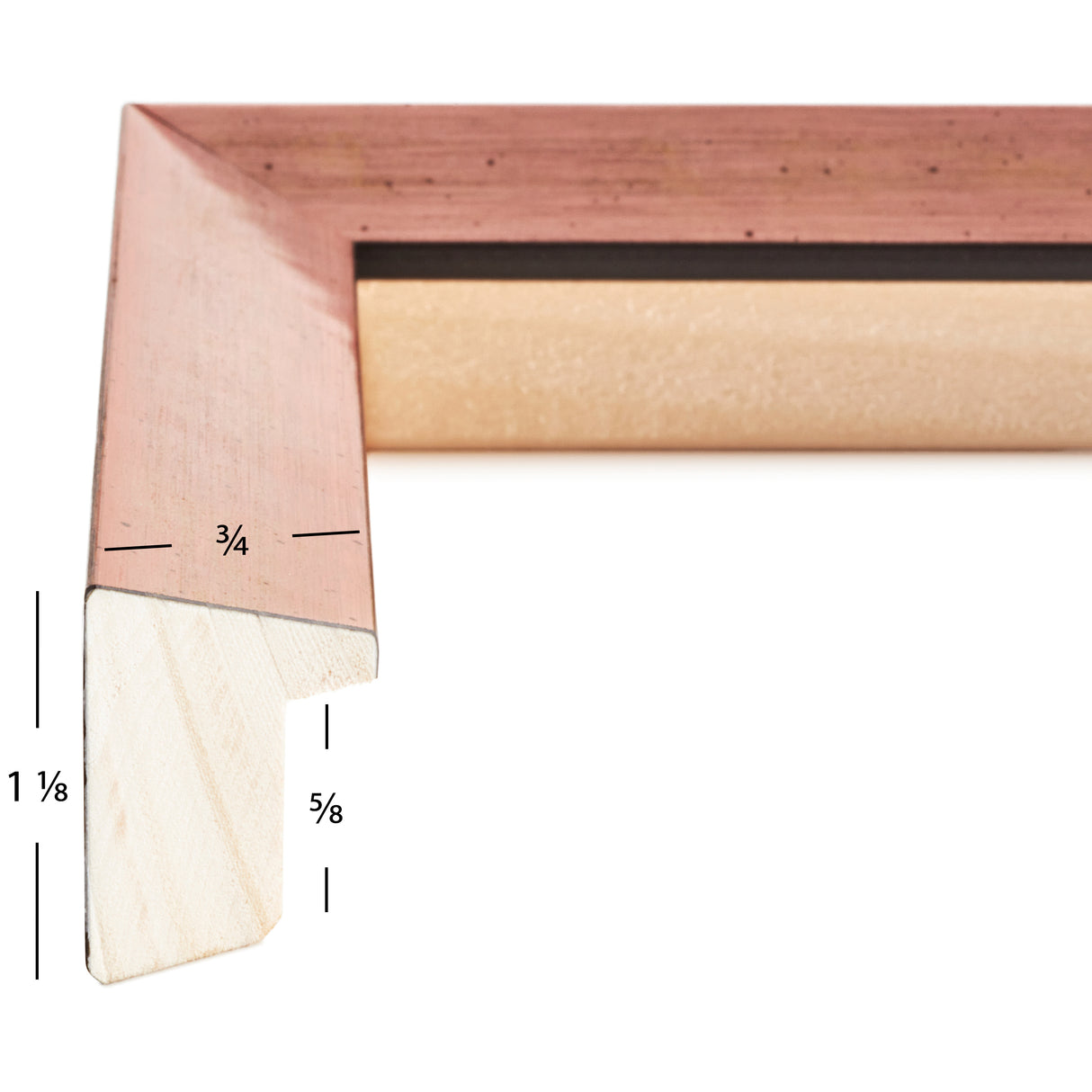 Milano .75", Rose Gold Matted Picture Frame