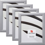 Contemporary 1", Brushed Silver Picture Frames - 4 Piece Set