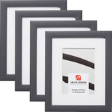 Contemporary 1", Matted Dark Gray Picture Frames - 4 Piece Set