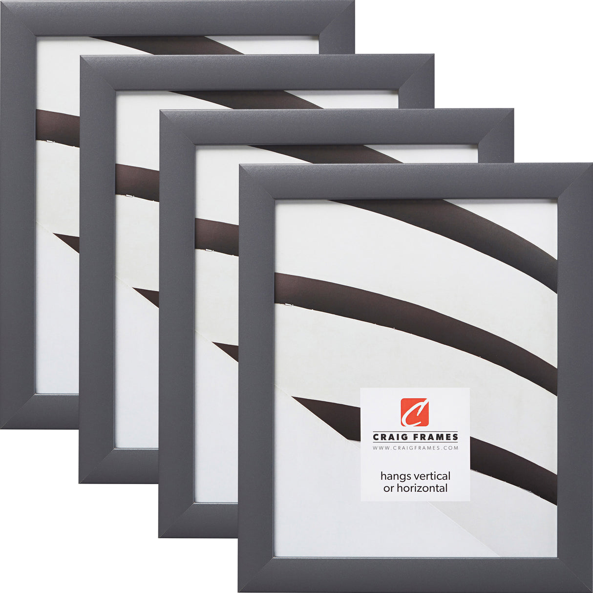 Contemporary 1", Dark Gray Picture Frames - 4 Piece Set