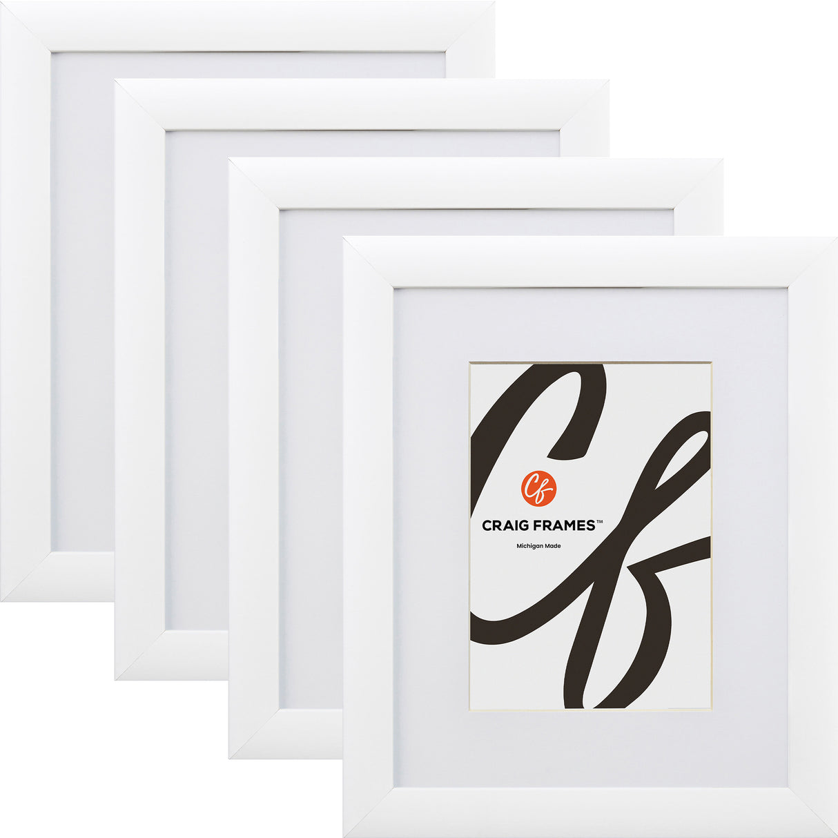 Contemporary 1", Matted White Satin Picture Frame - 4 Piece Set