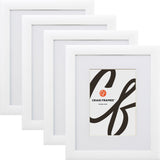 Contemporary 1", Matted White Satin Picture Frame - 4 Piece Set