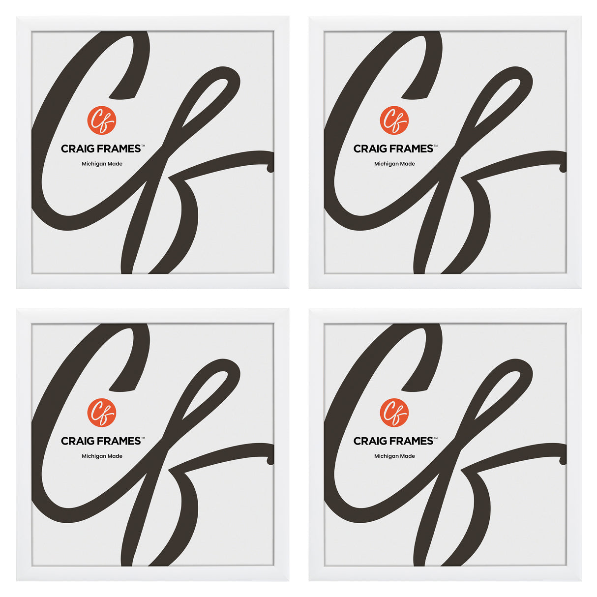 Contemporary 1", White Satin Picture Frames - 4 Piece Set