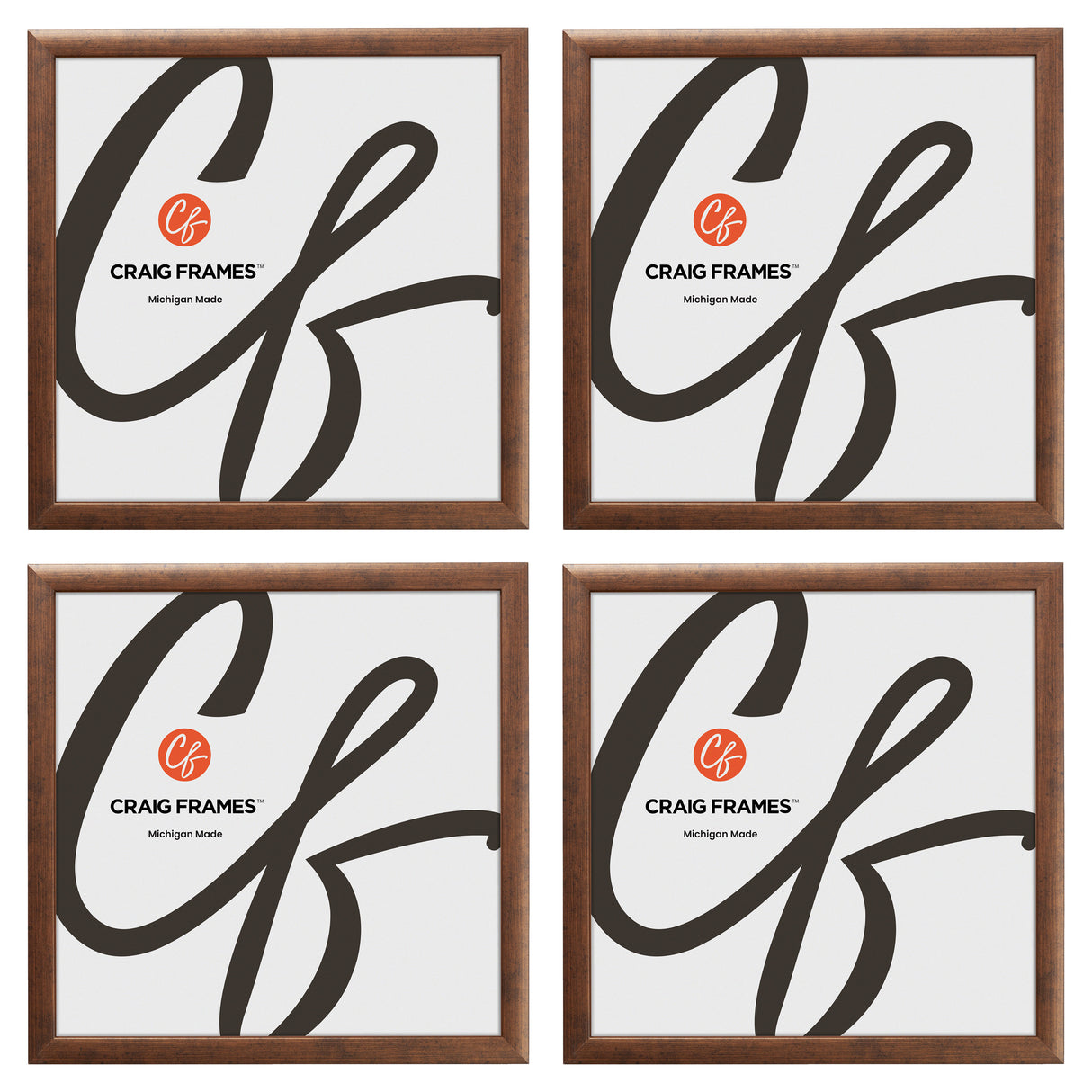 Contemporary 1", Rustic Copper Picture Frames - 4 Piece Set