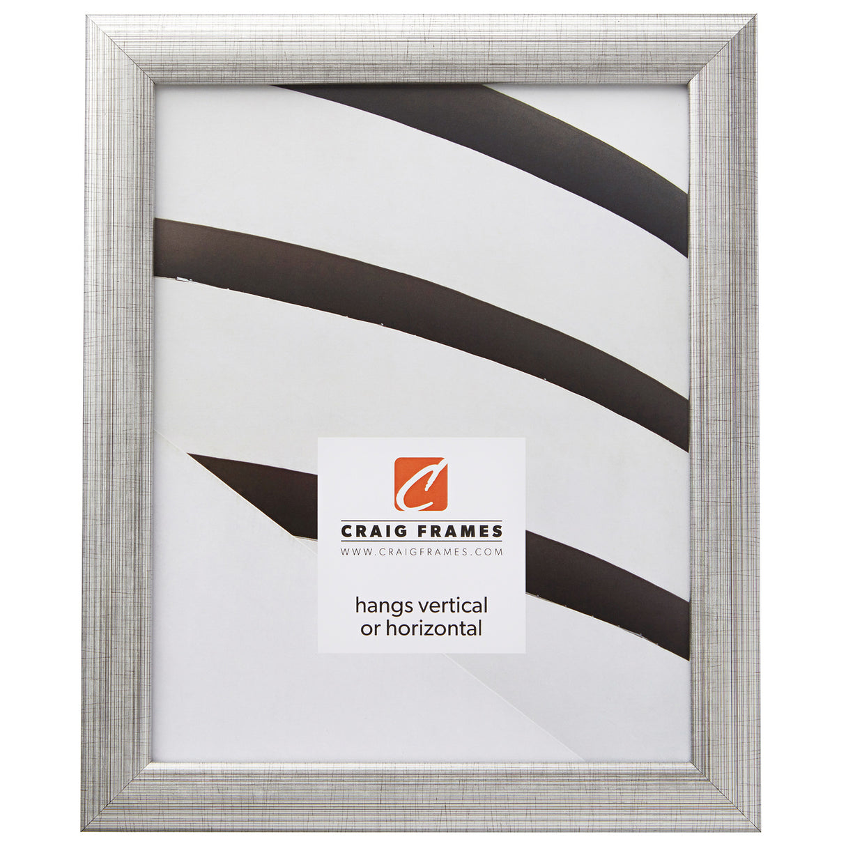 Contemporary 1", Scratched Silver Picture Frames - 4 Piece Set