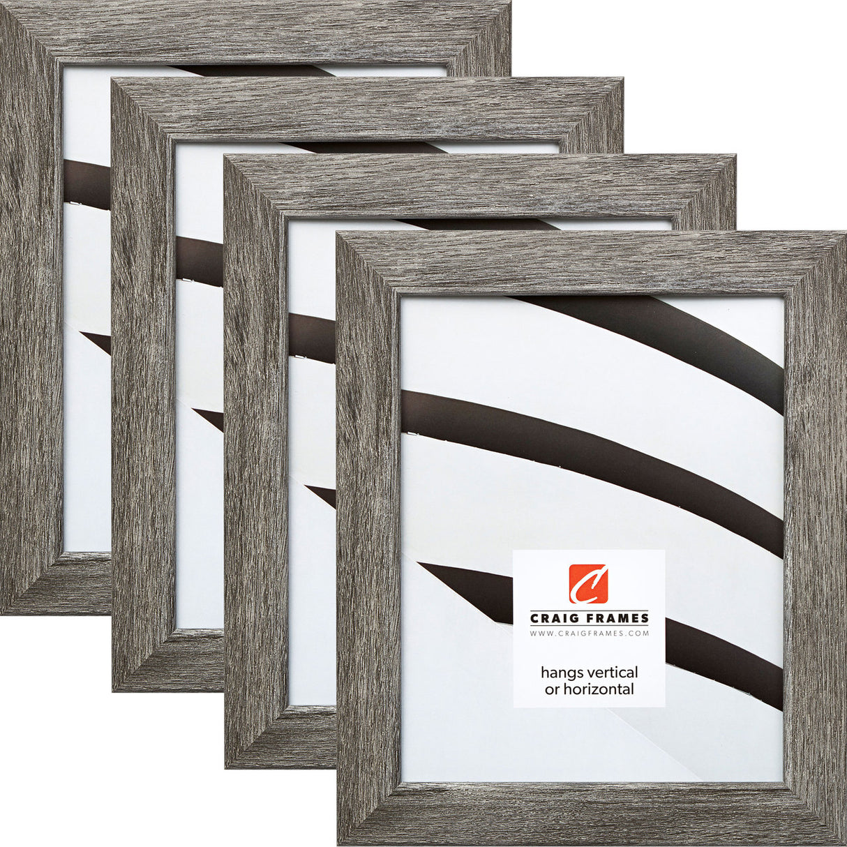 Bauhaus 125 1.25", Barnwood Gray Picture Frames - 4 Piece Set