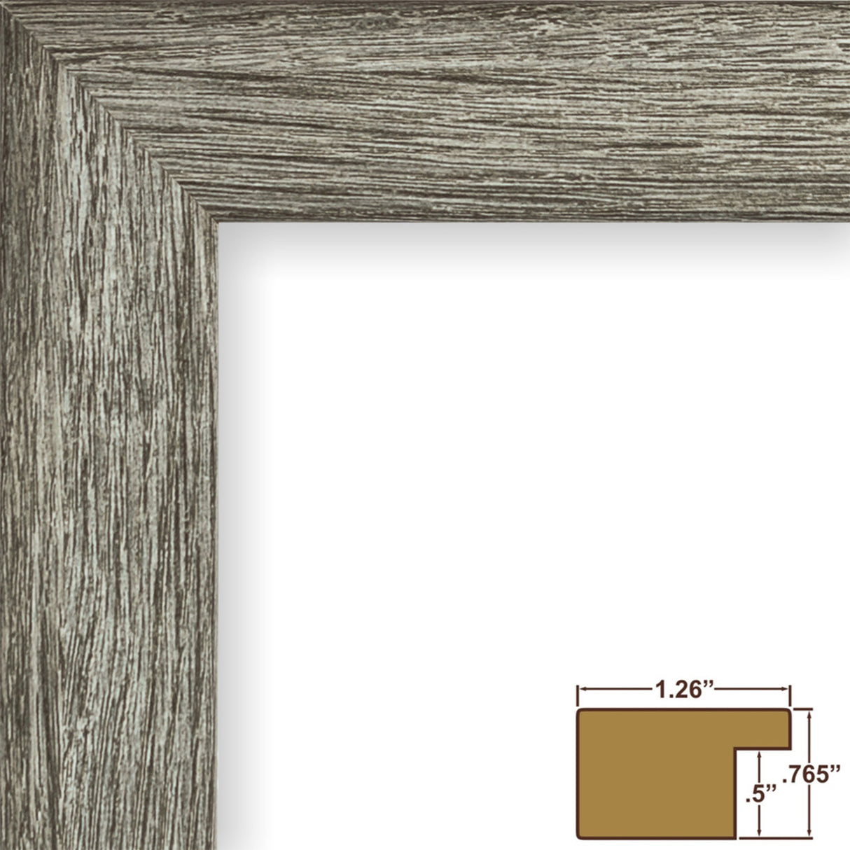 Bauhaus 125 1.25", Barnwood Gray Picture Frame - 2 Piece Set