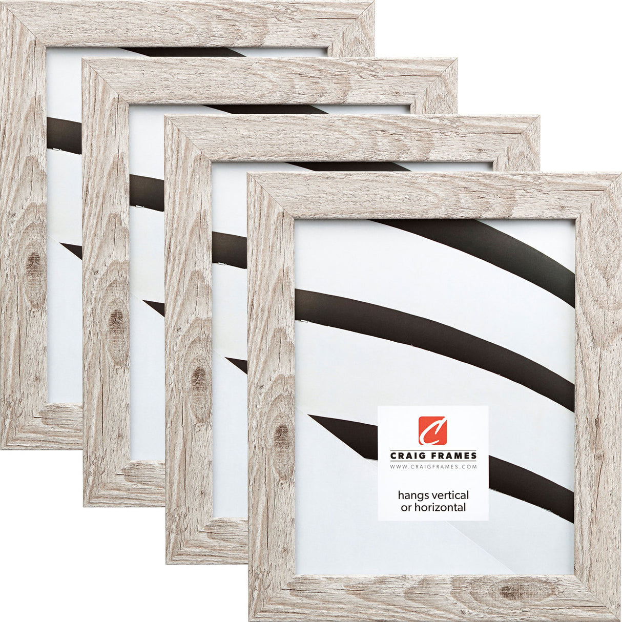 Bauhaus 125 1.25", Restoration White Picture Frames - 4 Piece Set