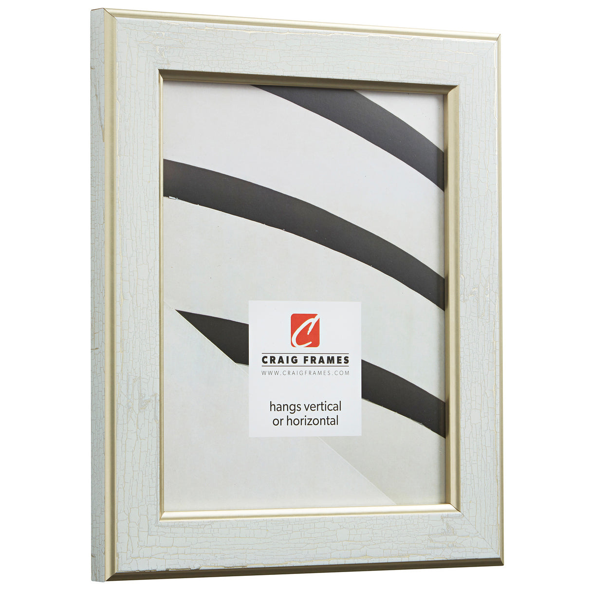 Crackle 1.5", Cracked White and Gold Picture Frame