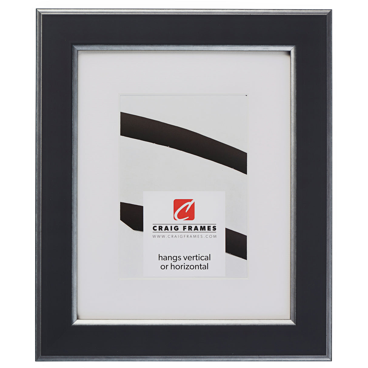 Crackle 1.5", Black and Silver Matted Picture Frame
