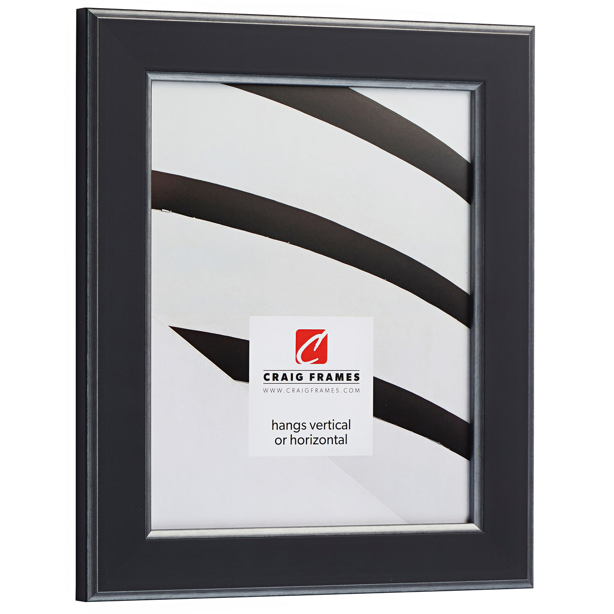 Crackle 1.5", Black and Silver Matted Picture Frame