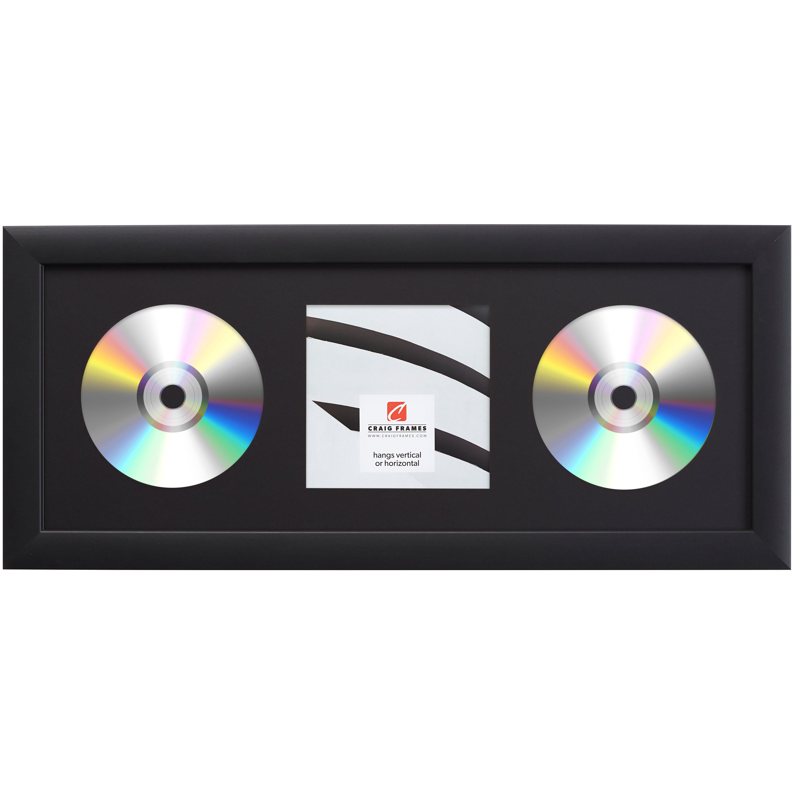 Contemporary Black Double CD Display Frame – Smooth Black Mat