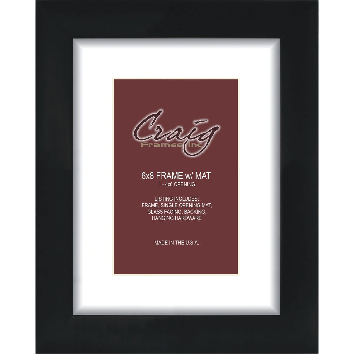 Matted Picture Frame, With 4x6 Opening and 1" Border