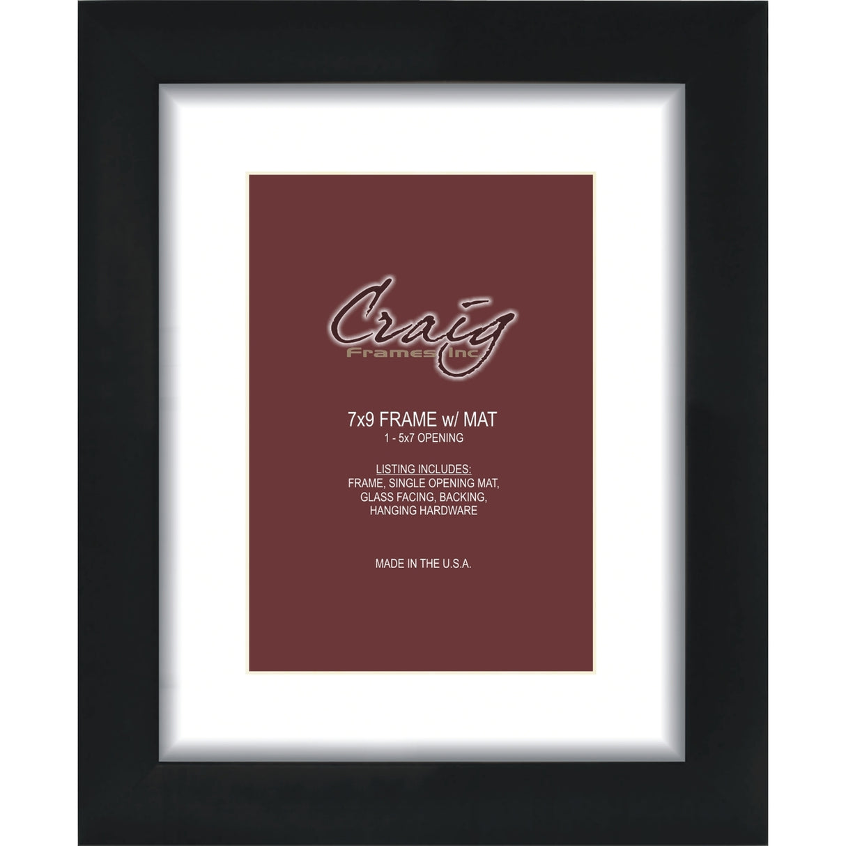 Matted Picture Frame, With 5x7 Opening and 1" Border