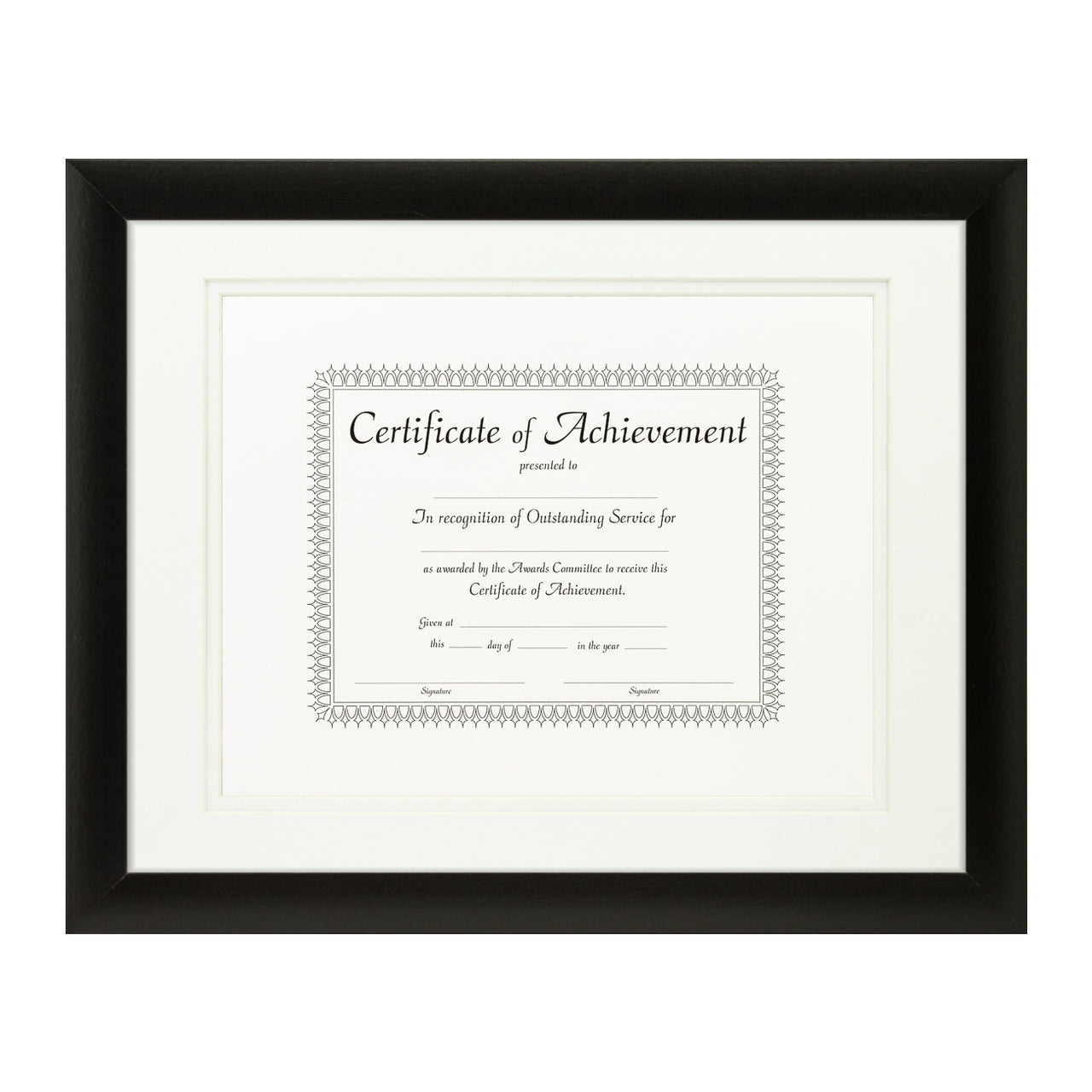 Contemporary Black Document Frame – White/White Mat