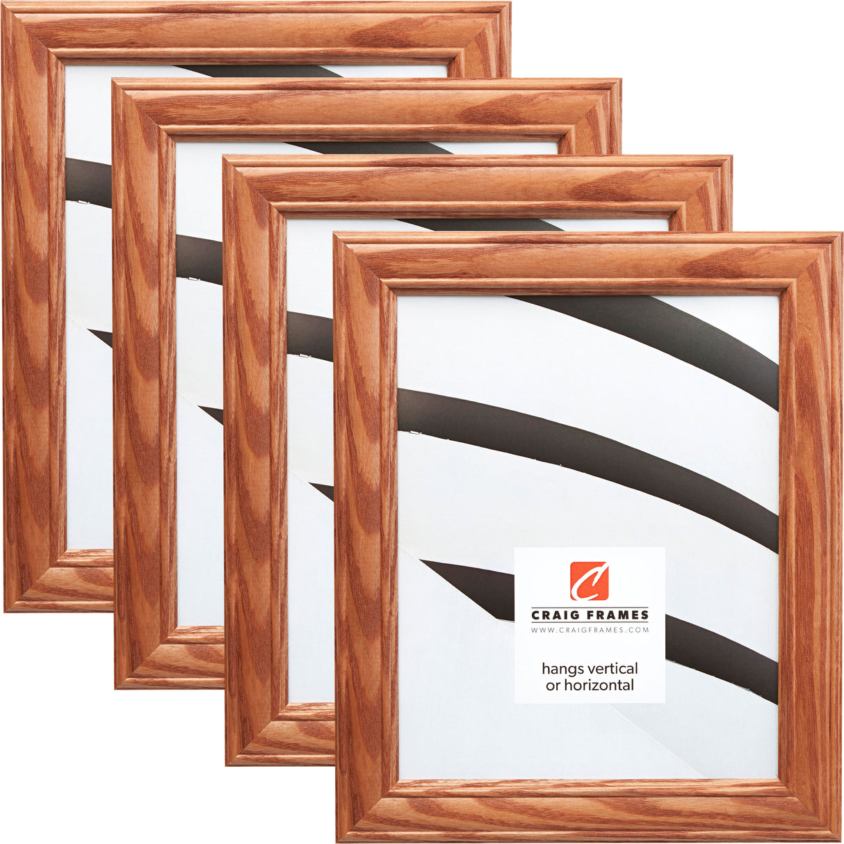 Wiltshire 595 1.25", Honey Oak Picture Frames - 4 Piece Set