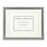 Contemporary Scratched Silver Document Frame – White/White Mat