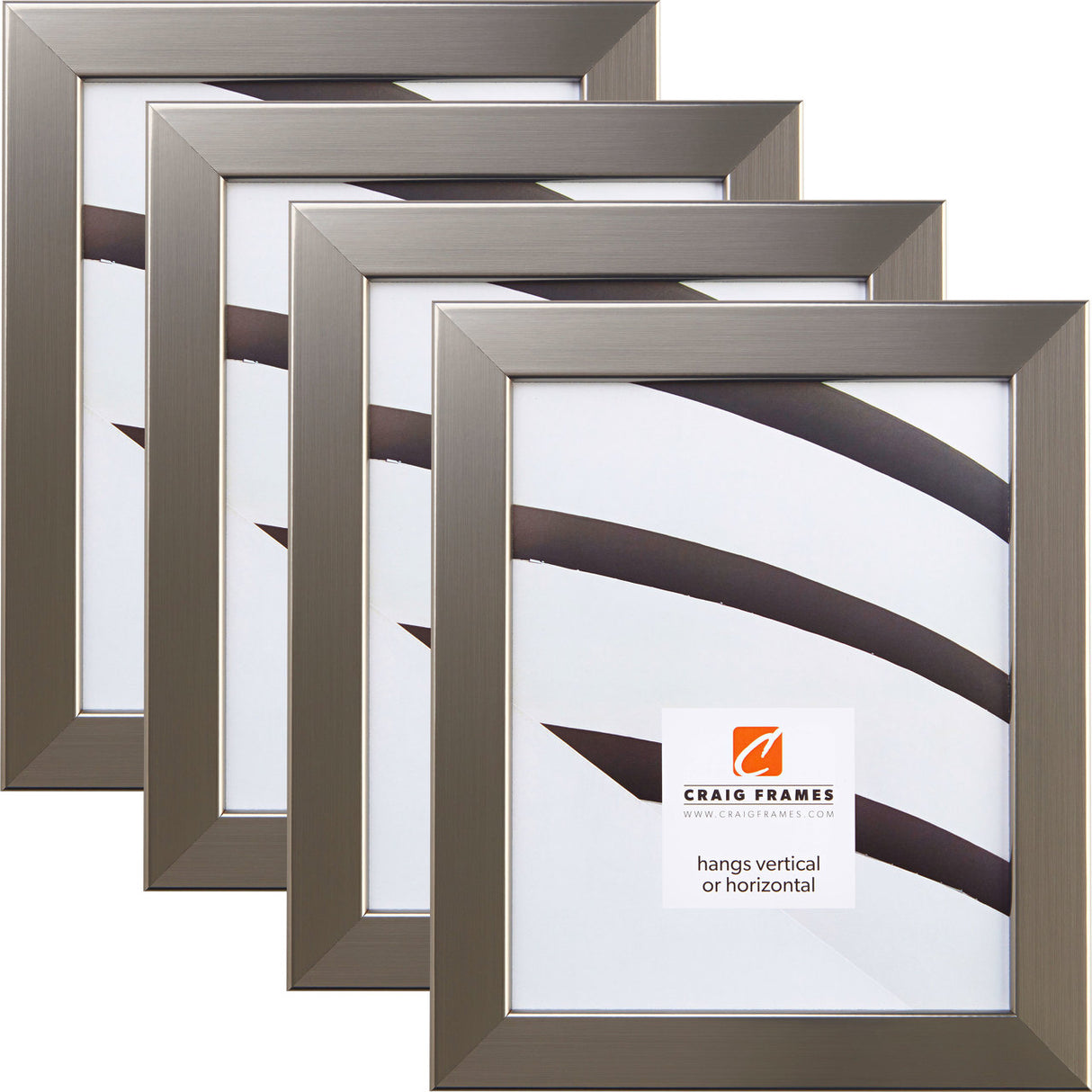 Bauhaus 125 1.25", Stainless Silver Picture Frames - 4 Piece Set