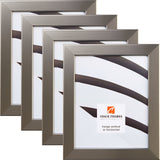 Bauhaus 125 1.25", Stainless Silver Picture Frames - 4 Piece Set