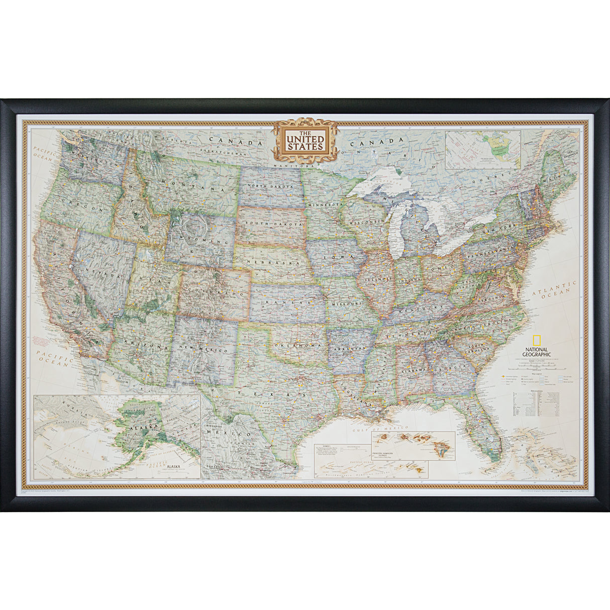 Executive United States Push Pin Map – Contemporary Black