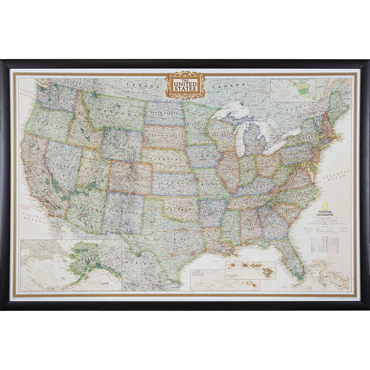 Executive United States Push Pin Map – Contemporary Walnut