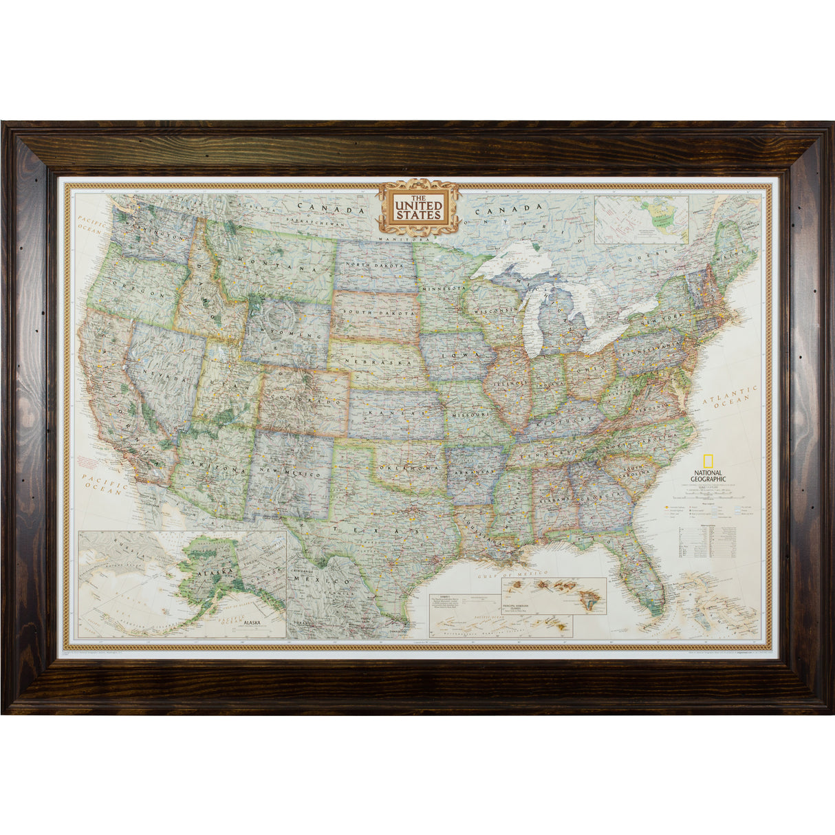 Executive United States Push Pin Map – Burbank Walnut