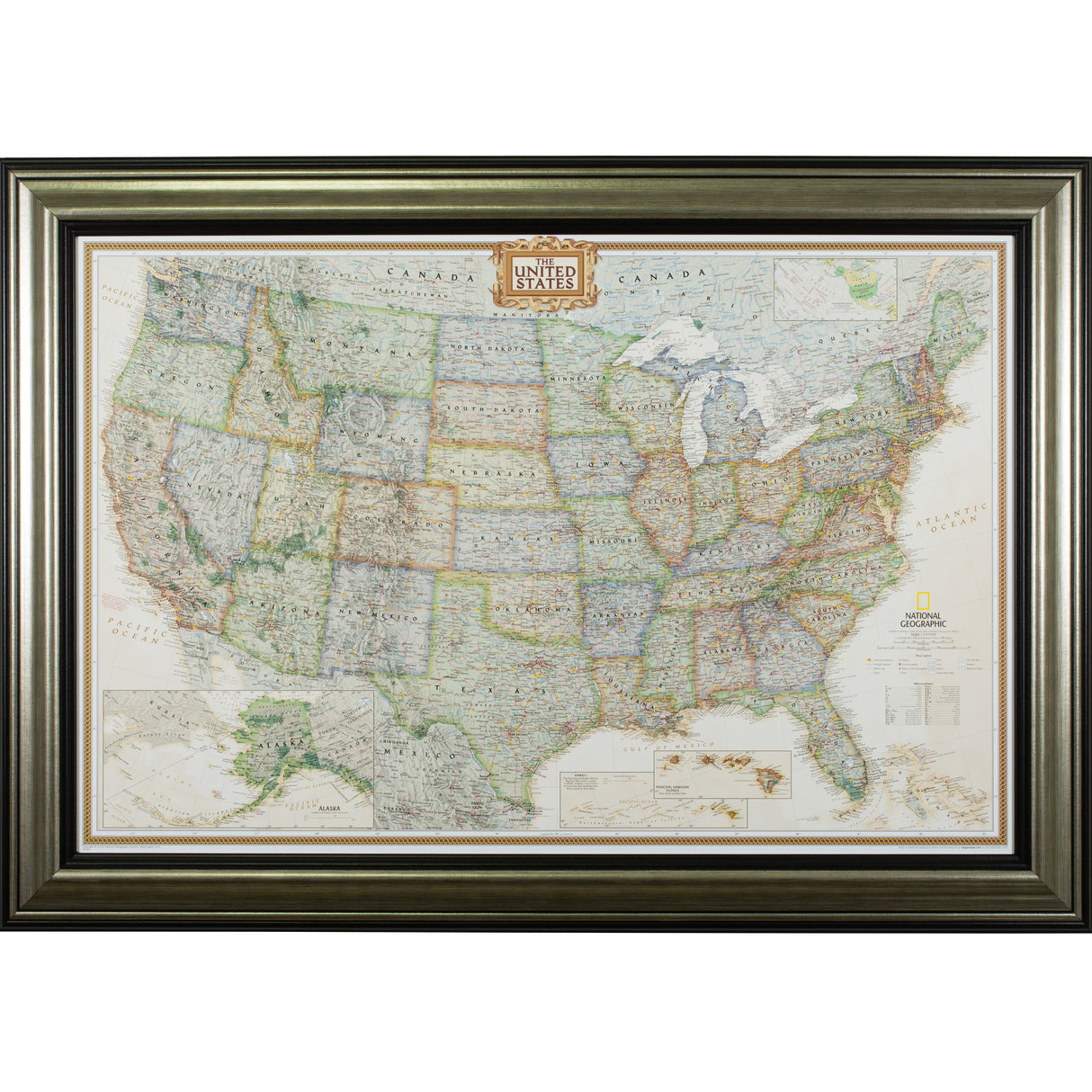 Executive United States Push Pin Map – Sonora Canyon Silver