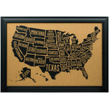 Typographic United States Push Pin Map – Upscale Black