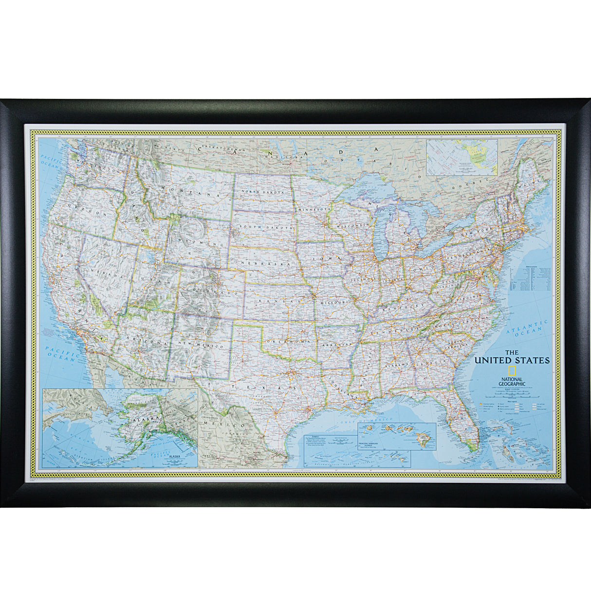 Classic United States Push Pin Map – Contemporary Wide Black