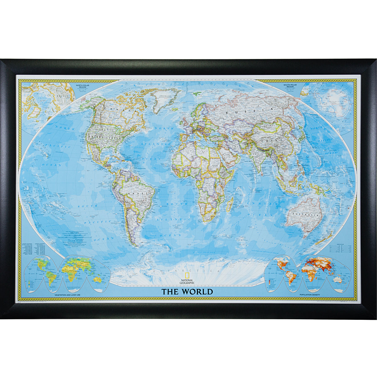 Classic World Push Pin Map – Contemporary Wide Black