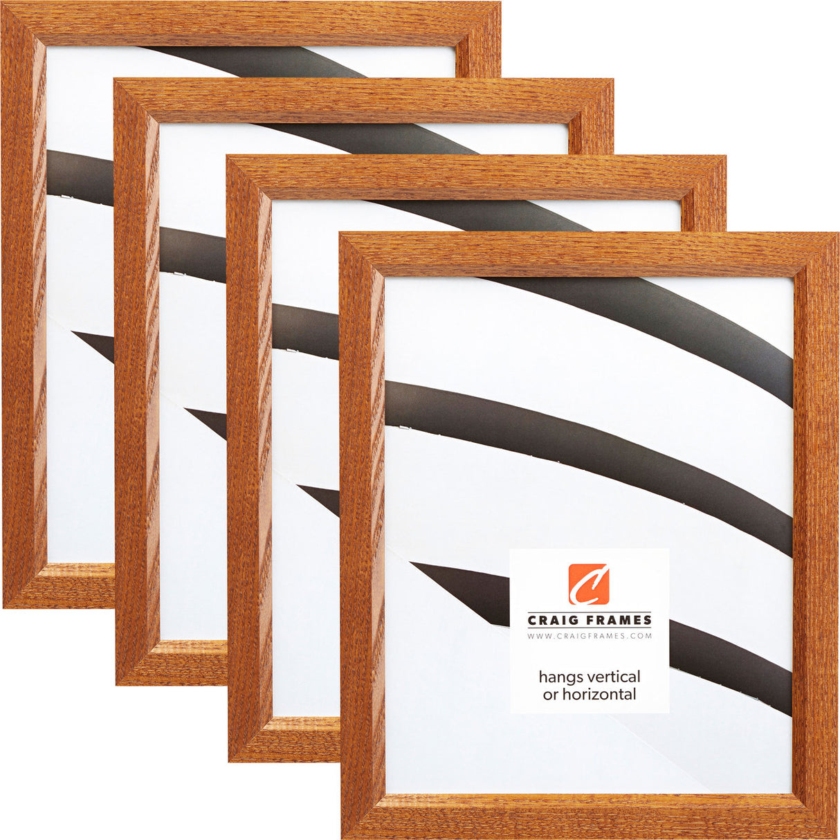 Economy .875", Honey Brown Picture Frames - 4 Piece Set