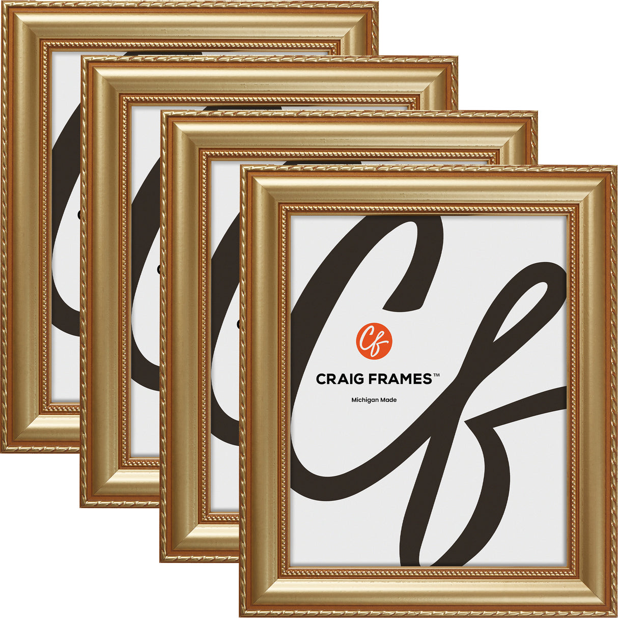 Victoria 1.375", Ornate Gold Picture Frame - 4 Piece Set