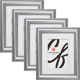 Victoria 1.375", Matted Ornate Silver Picture Frame - 4 Piece Set