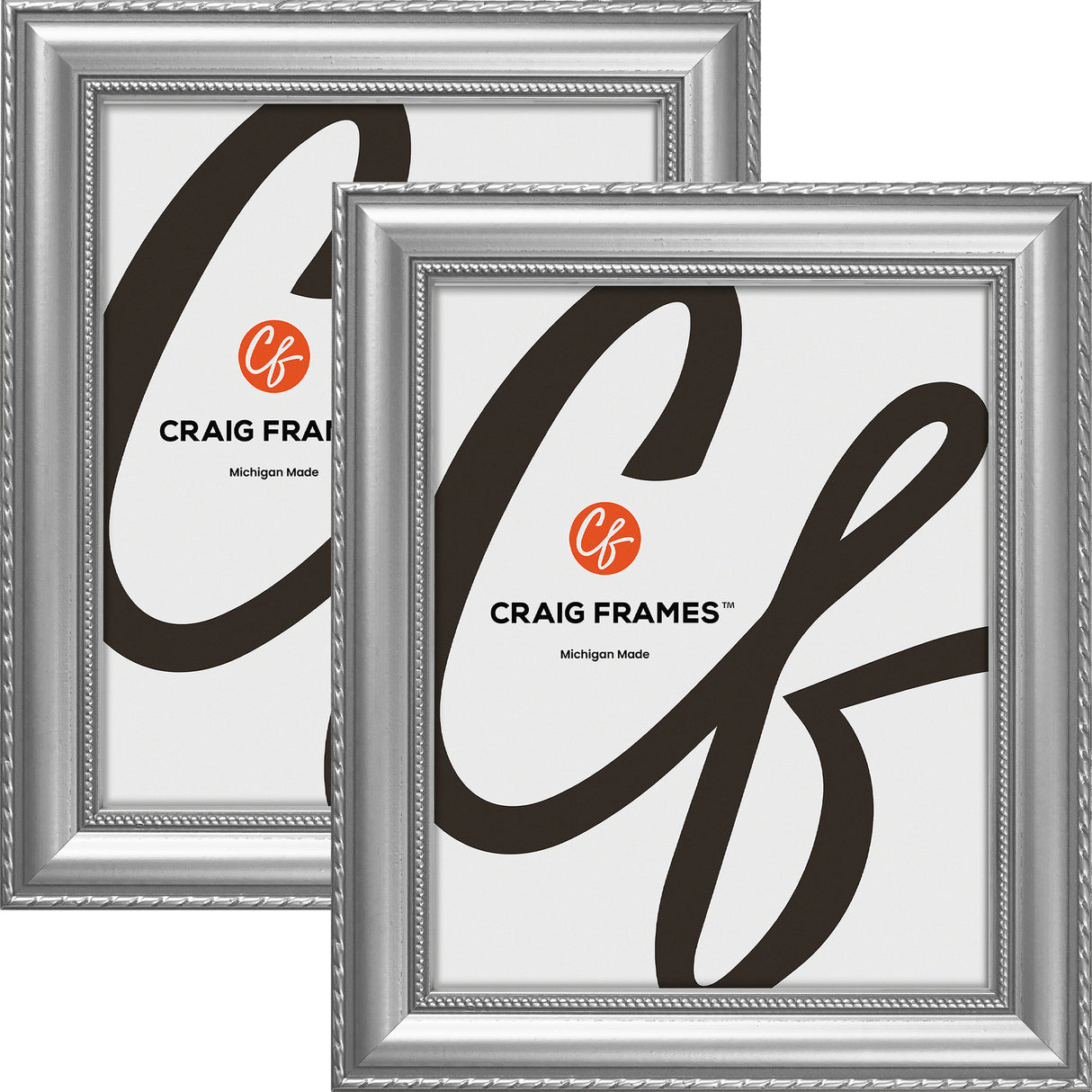 Victoria 1.375", Ornate Silver Picture Frame - 2 Piece Set