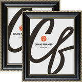 Victoria 1.375", Ornate Black and Gold Picture Frame - 2 Piece Set