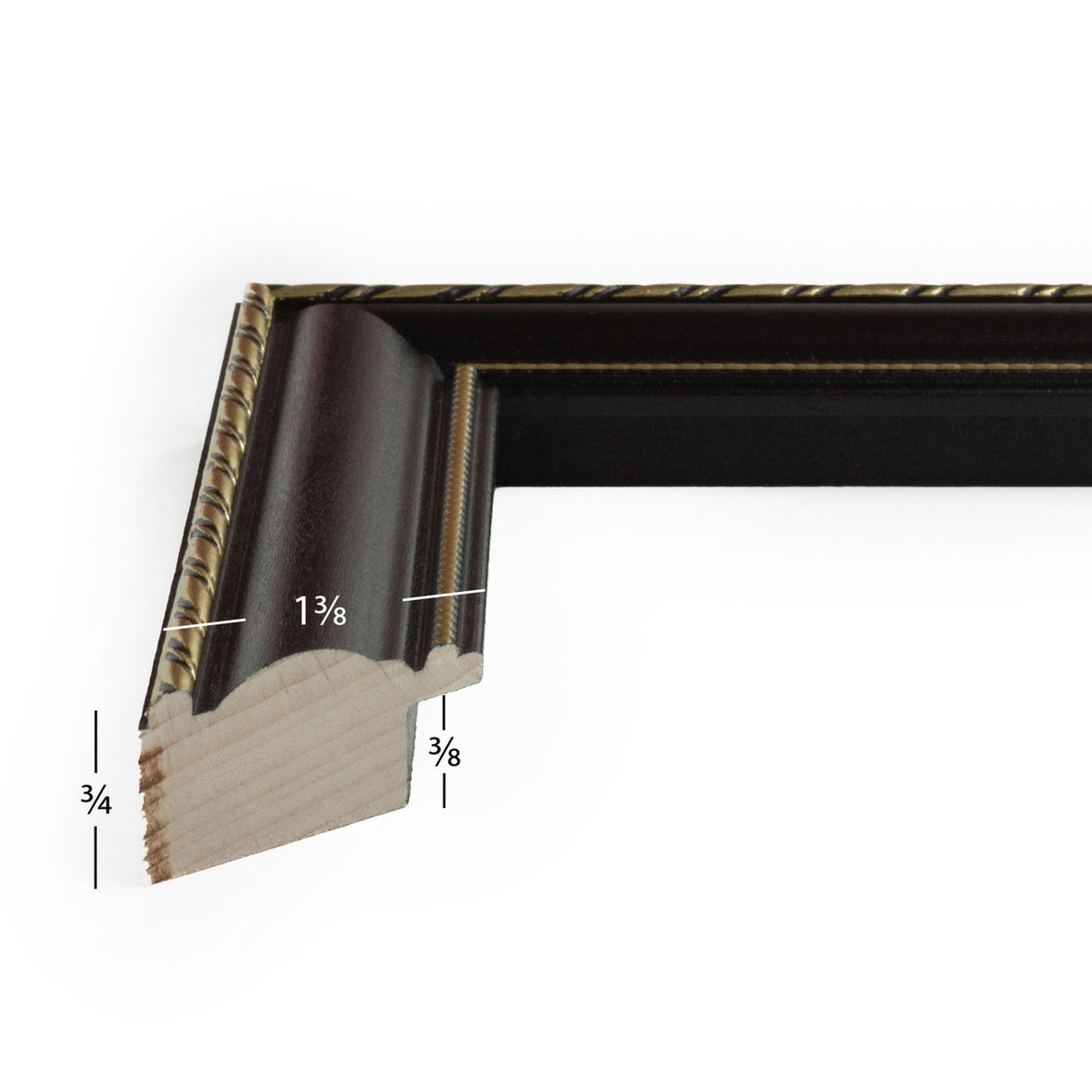 Victoria 1.375", Ornate Black and Gold Picture Frame - 2 Piece Set