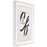 Victoria 1.375", Matted Ornate White and Gold Picture Frame - 4 Piece Set