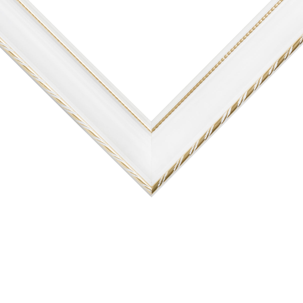 Victoria 1.375", Ornate White and Gold Picture Frame