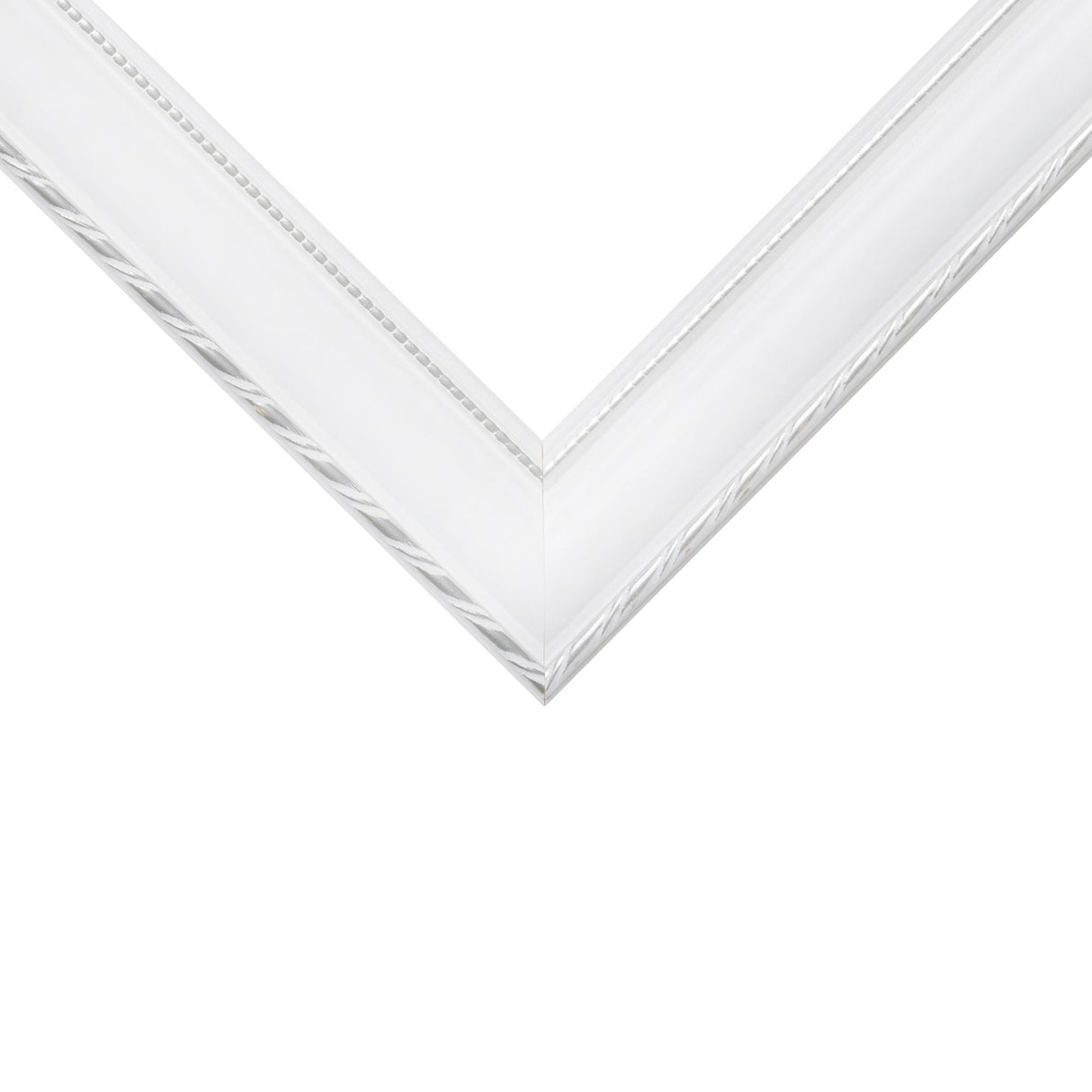 Victoria 1.375", Matted Ornate White and Silver Picture Frame - 4 Piece Set