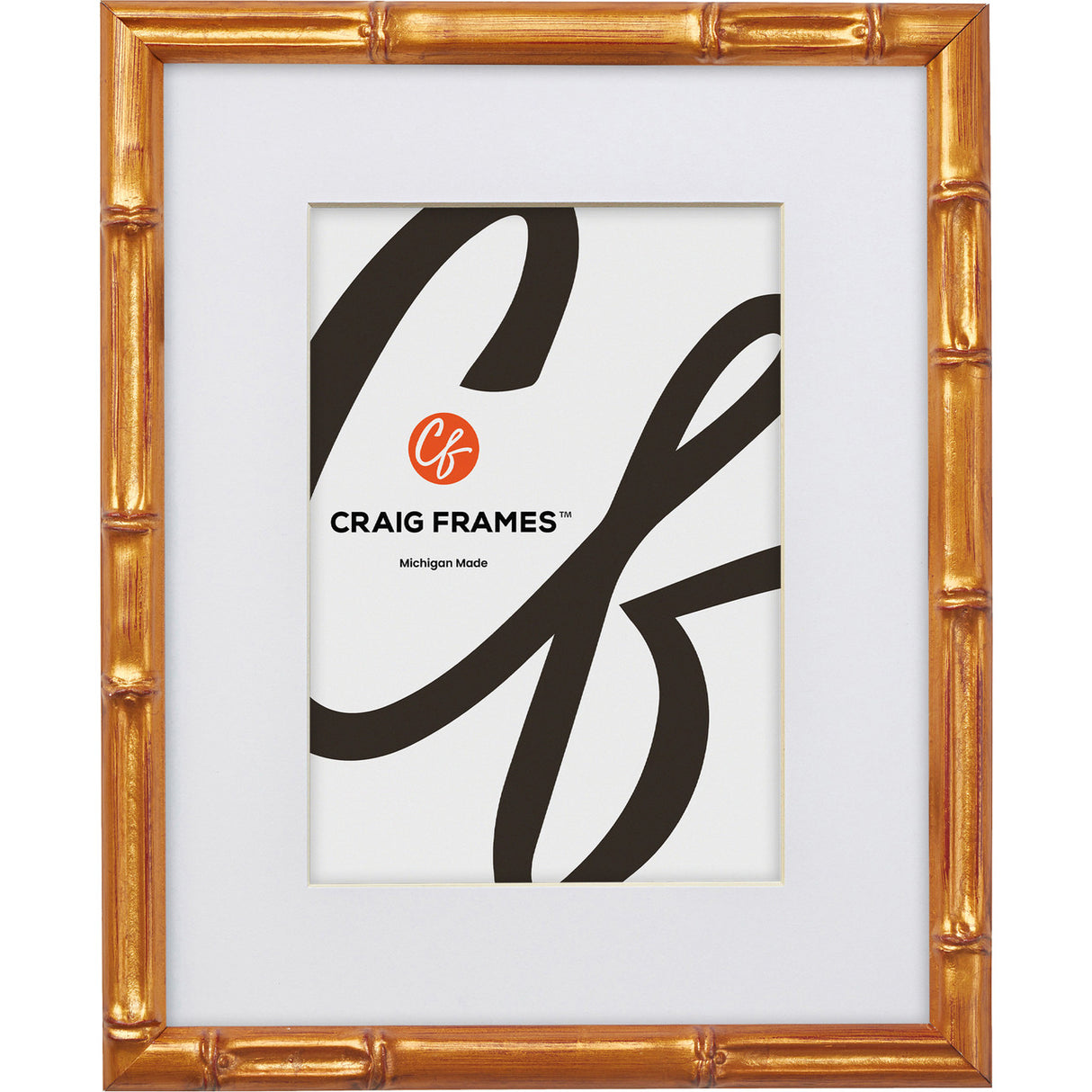 Vintage Bamboo .625", Matted Brushed Gold Picture Frame - 4 Piece Set