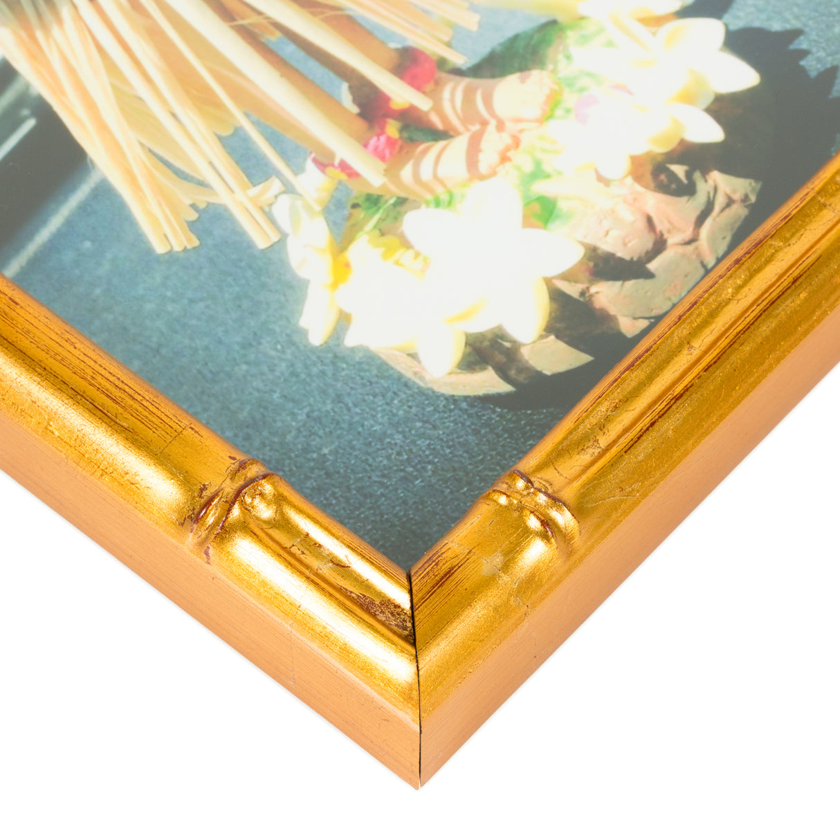 Vintage Bamboo .625", Brushed Gold Picture Frame