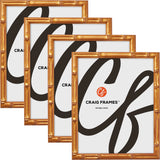 Vintage Bamboo .625", Brushed Gold Picture Frame - 4 Piece Set