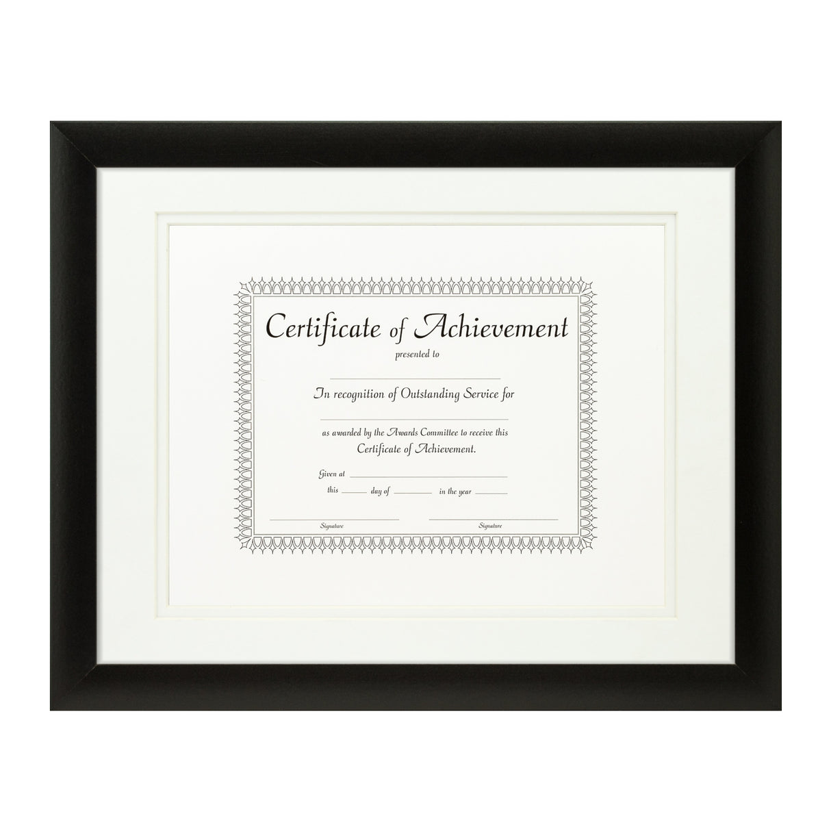 Contemporary Black Document Frame – White/White Mat