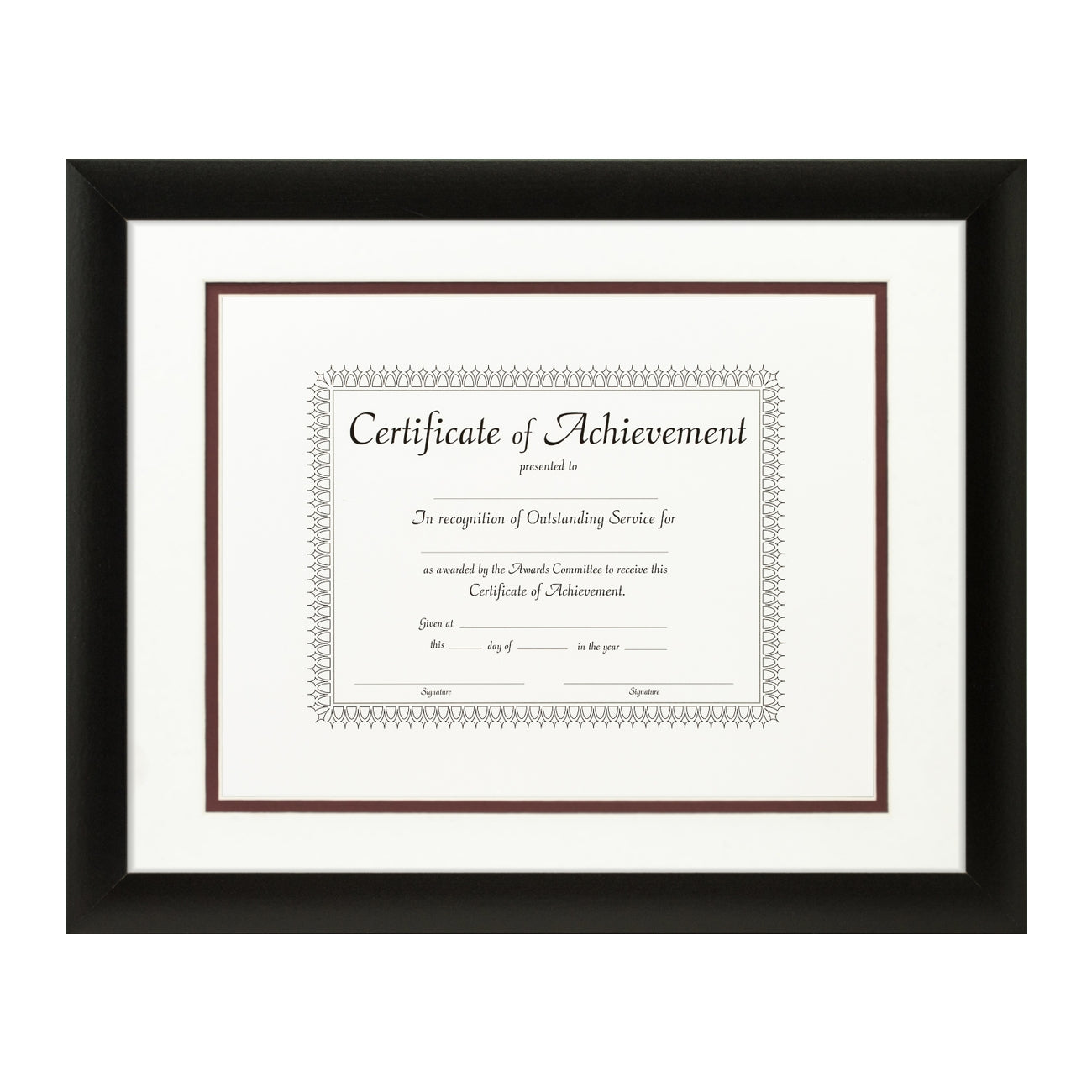 Contemporary Black Document Frame – White/Maroon Mat