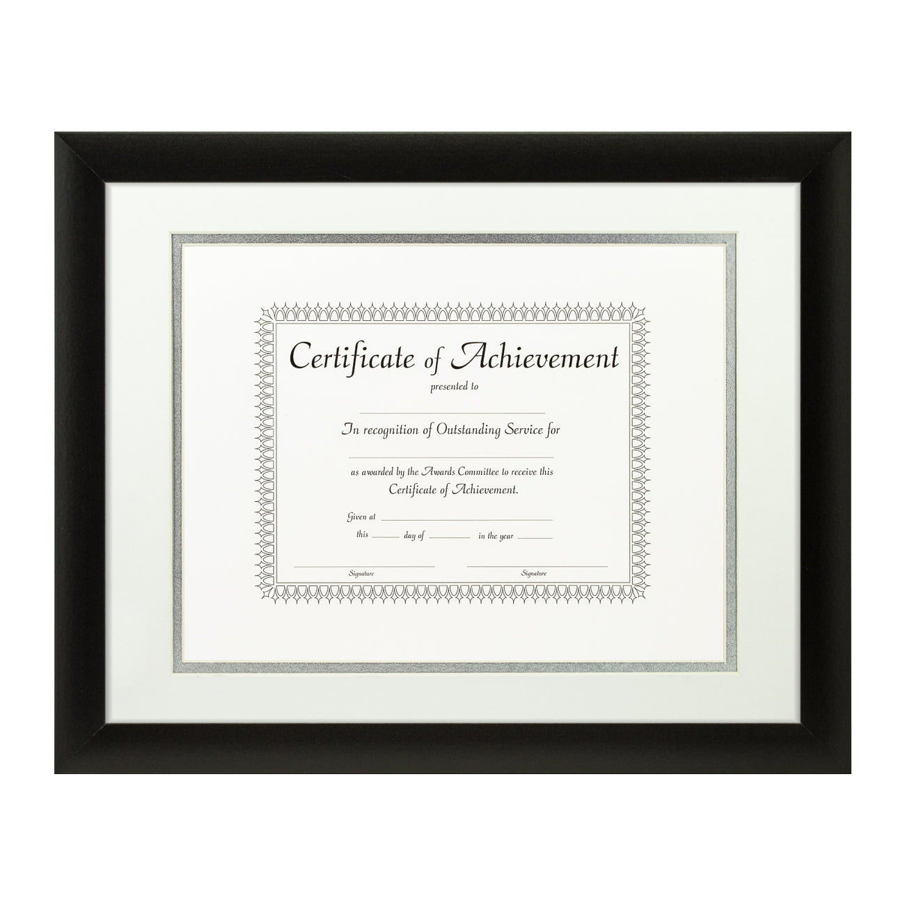 Contemporary Black Document Frame – White/Silver Mat