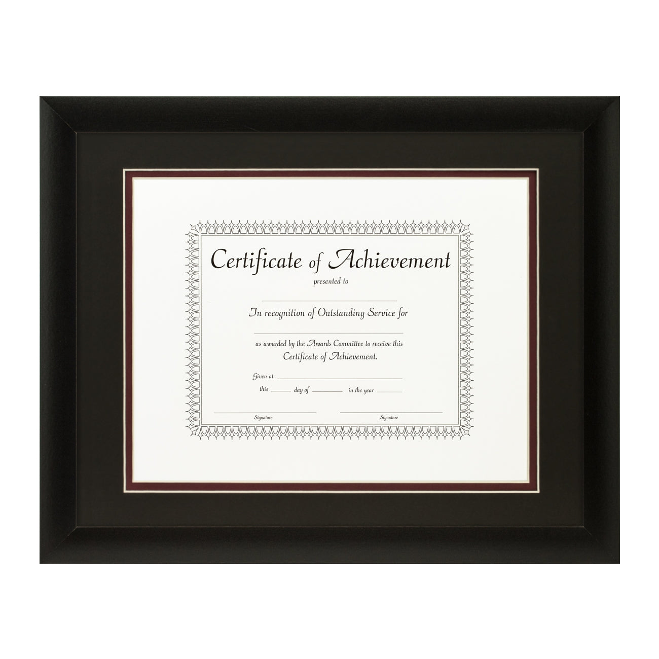 Contemporary Black Document Frame – Black/Maroon Mat